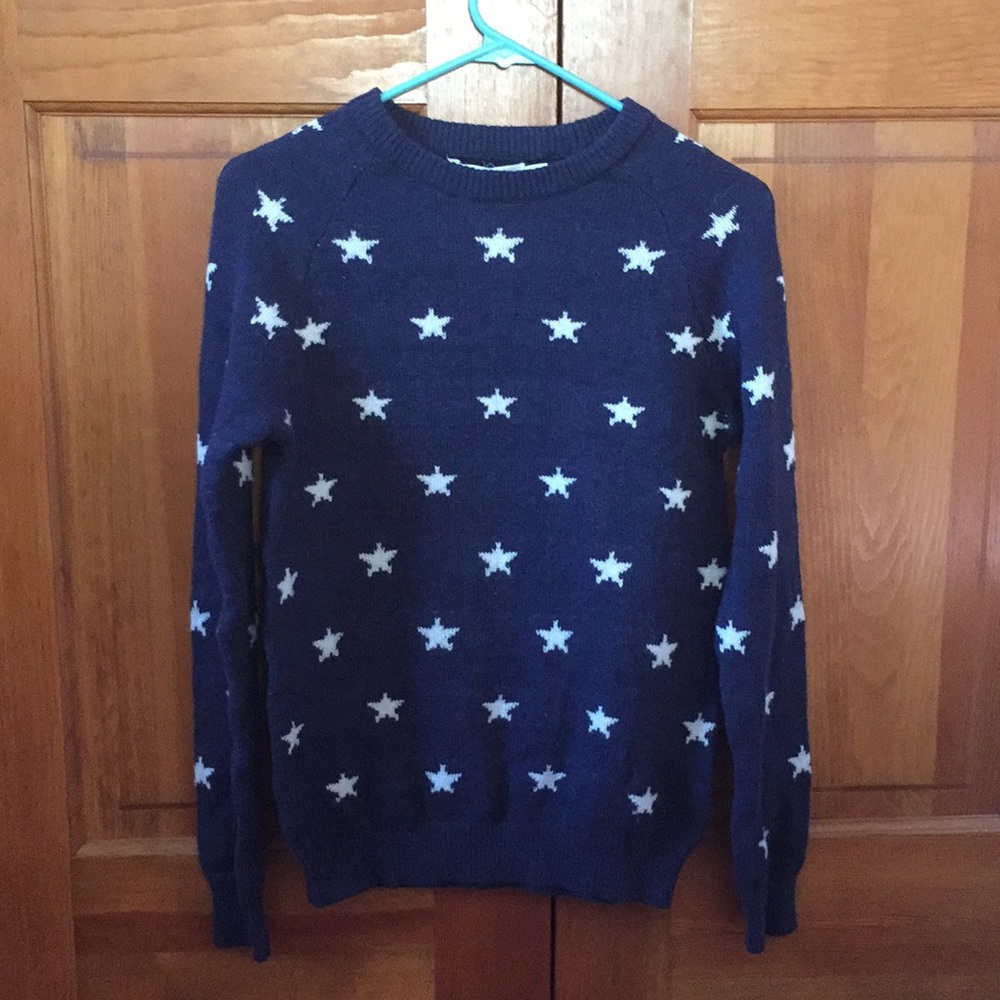 Navy Blue Star Knit Sweater